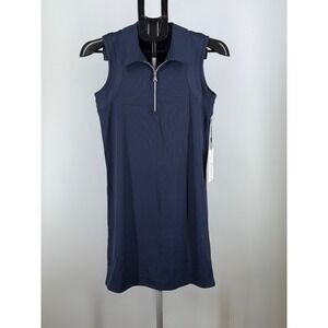 SwingDish Remi Golf Dress Dark Navy Blue Ribbed Quarter Zip XS NEW